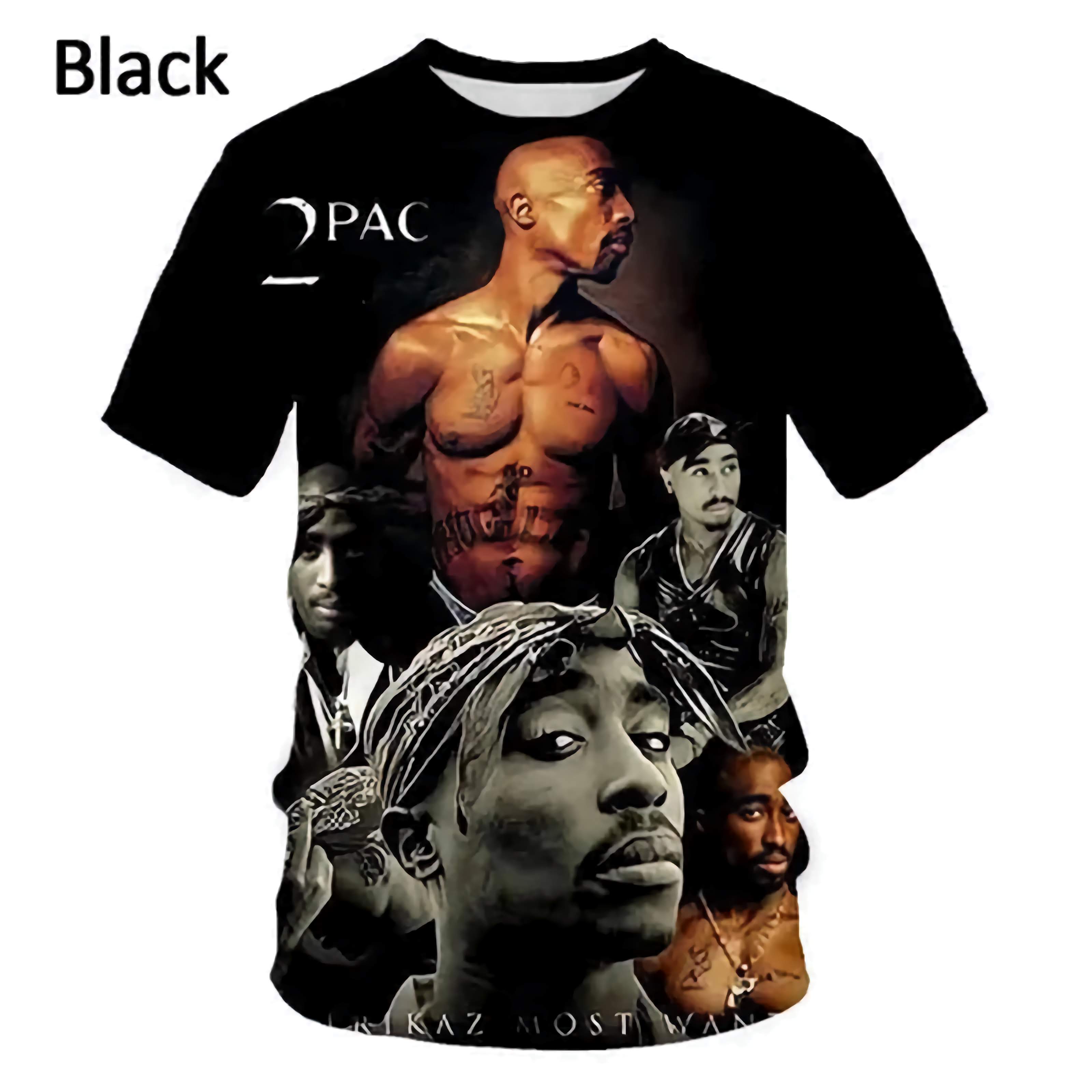 2pac Men's Tshirts Rapper Star Tupac 3D Print Tees Streetwear O-Neck Short Sleeve Casual Oversized Unisex Oversized Top Clothing