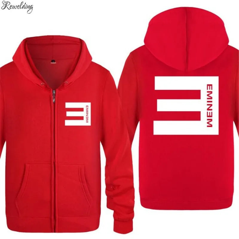Mens Hoodies Rock Rap Singer Eminem Printed Hoodie Men Hip Hop Fleece Long Sleeve Jacket Coat Winter Skateboard Men's Sweatshirt