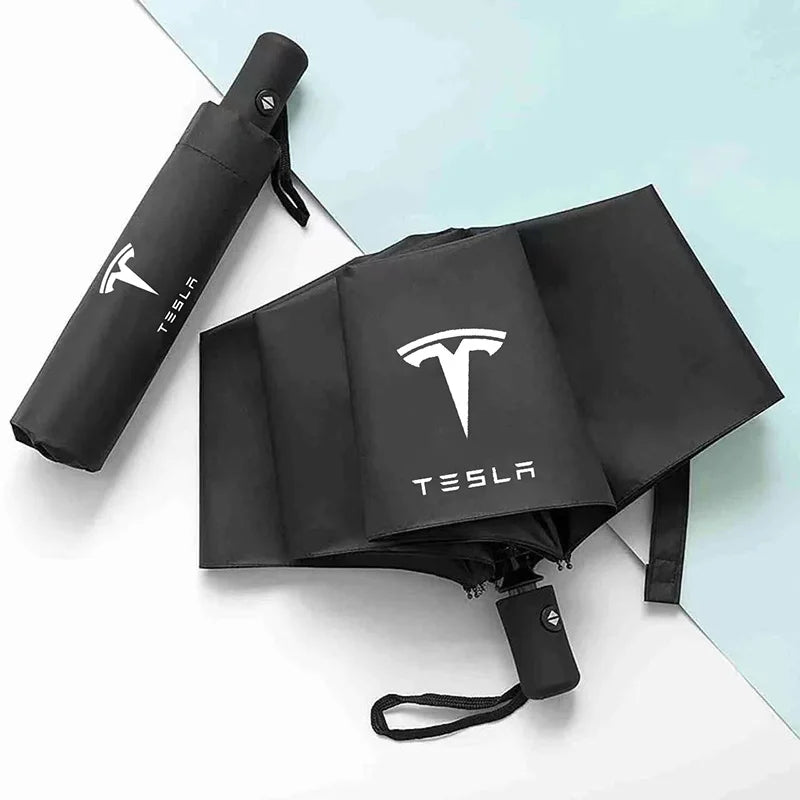 Car Folding Umbrella Portable Anti-UV Sun Umbrella Car Sticker For Tesla Model 3 Model S X Y Roadster SpaceX Car Logo Umbrella
