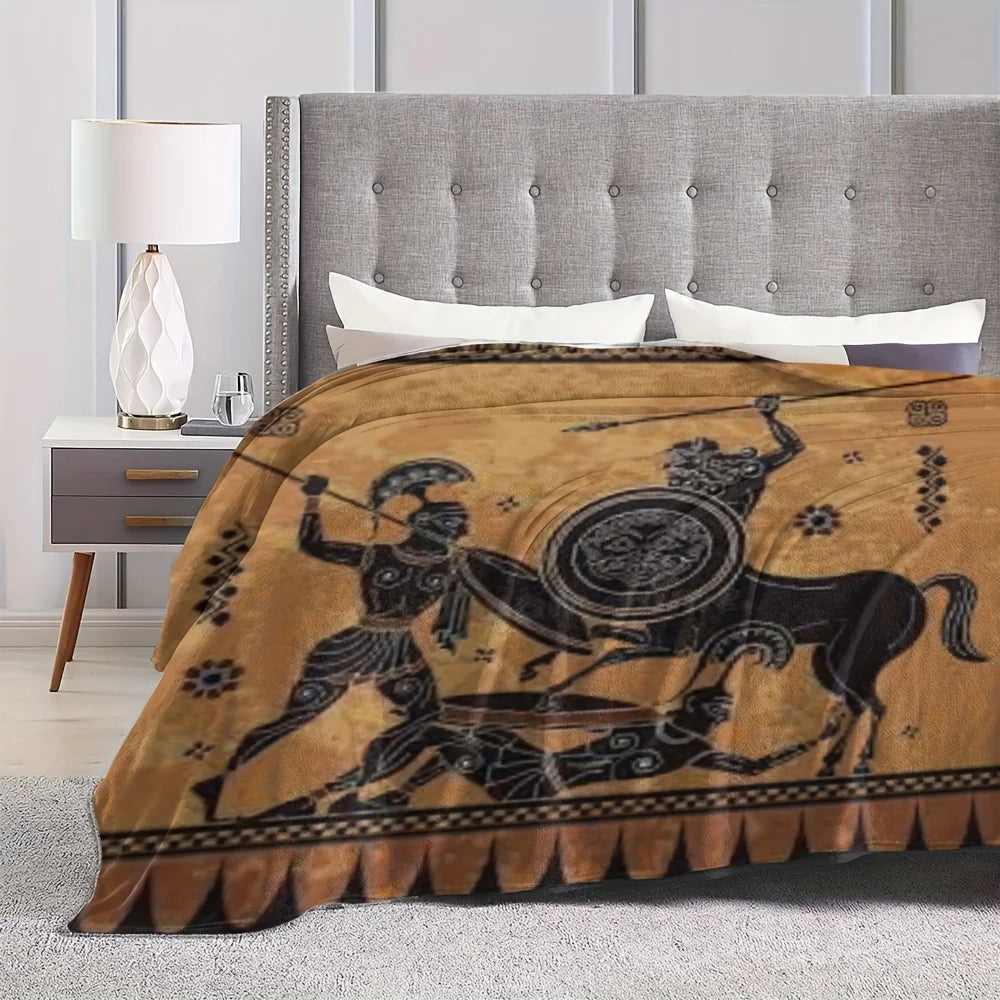 Greek Mythology Flannel Blanket, Ultra-Soft All-Season Throw for Sofa, Bed, Camping, Naps & Travel – Perfect Holiday Gift