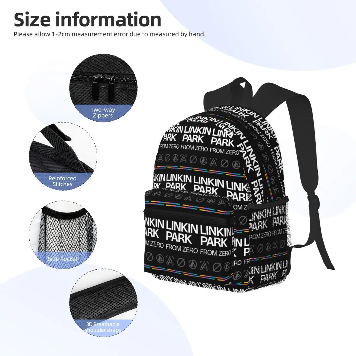 Linkin Park Student Backpack School Bag Hiking Travel Daypack for Men Women Fashion Bookbag Shoulder Bags
