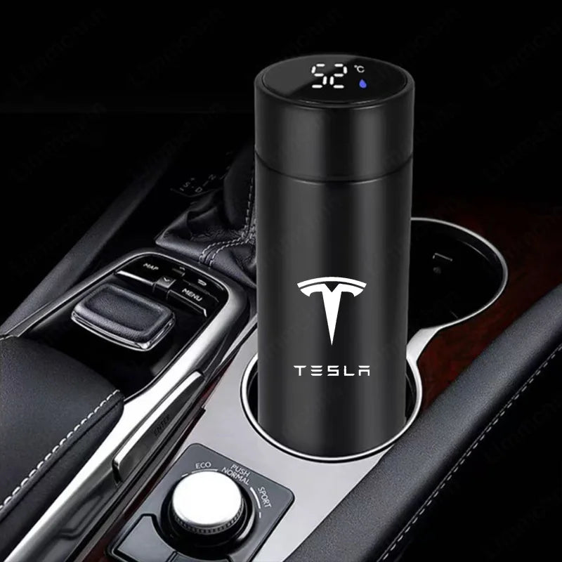 500ML Temperature Display Thermos Cup For Tesla Model 3 Model S Model X Model Y Roadster SpaceX Tesla Logo Car Thermos Bottle