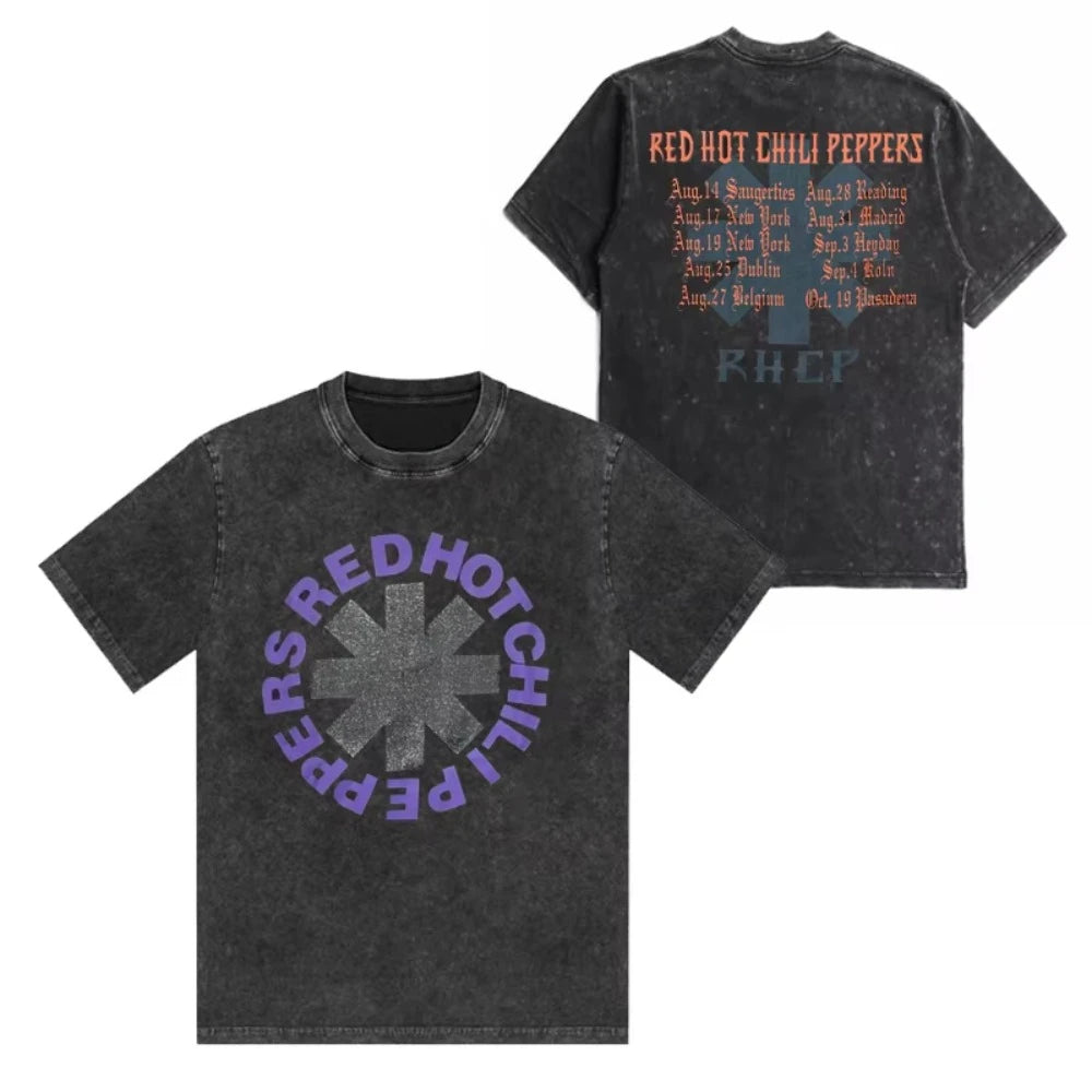 Red Hot Chili Peppers Band Vintage Washed Cotton T Shirt Men Women Hip Hop Trend Tee Short Sleeve Summer Oversized T-shirts Tops