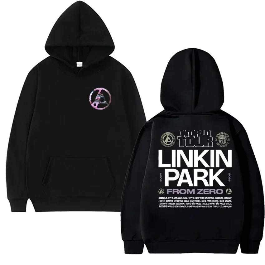 Rock band Linkin Park From Zero world tour Merch T-shirt new men's and women's Harajuku fashion streetwear with plush sportswear