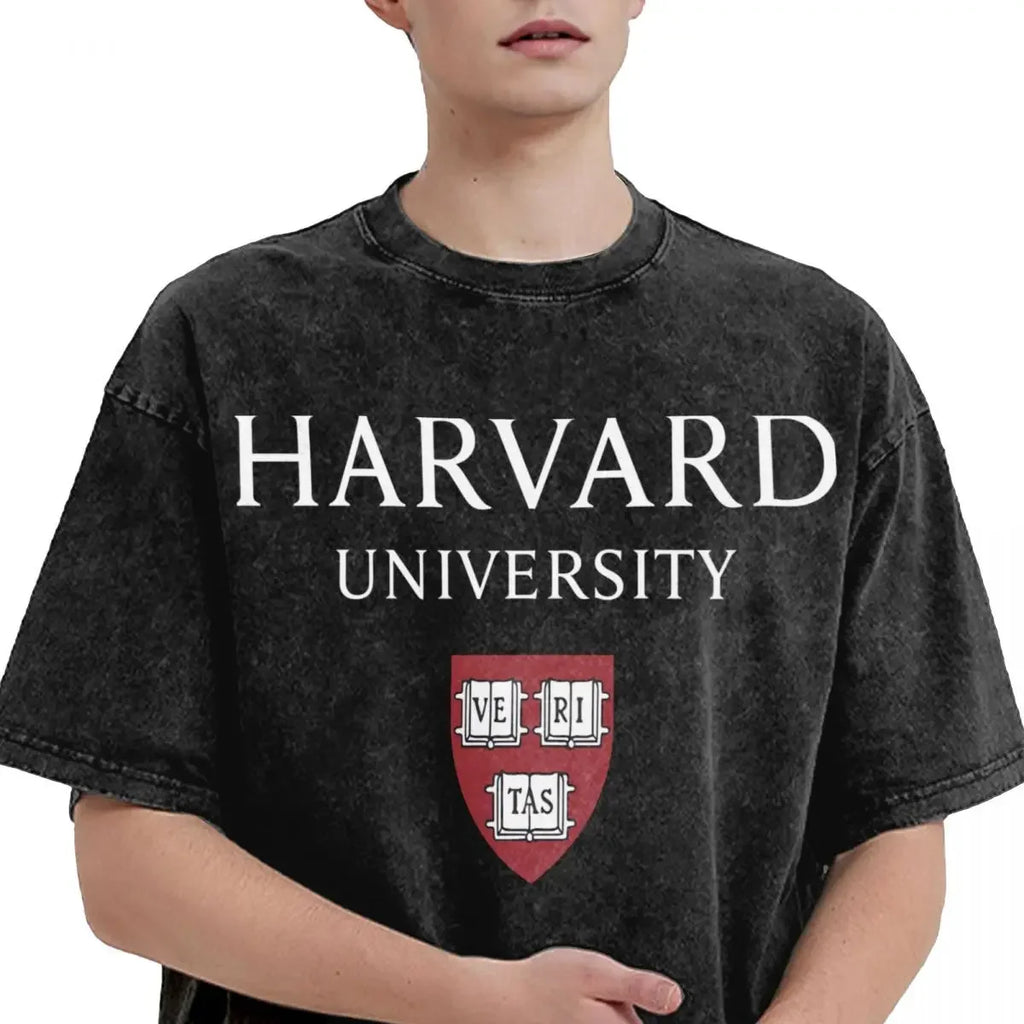 Funny Limited Harvard University Logo Men's T-shirt Printed Tops are loose and slim fit Women's T-shirts