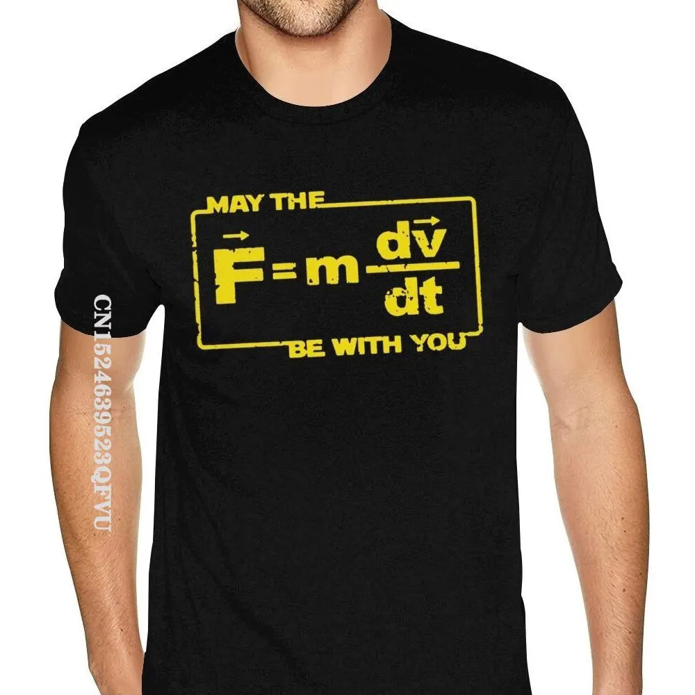 Oversized May The Force Star Equation Funny Space Physics Humor Wars T Shirt Homme Simple Design Gothic Style Anime Tshirt