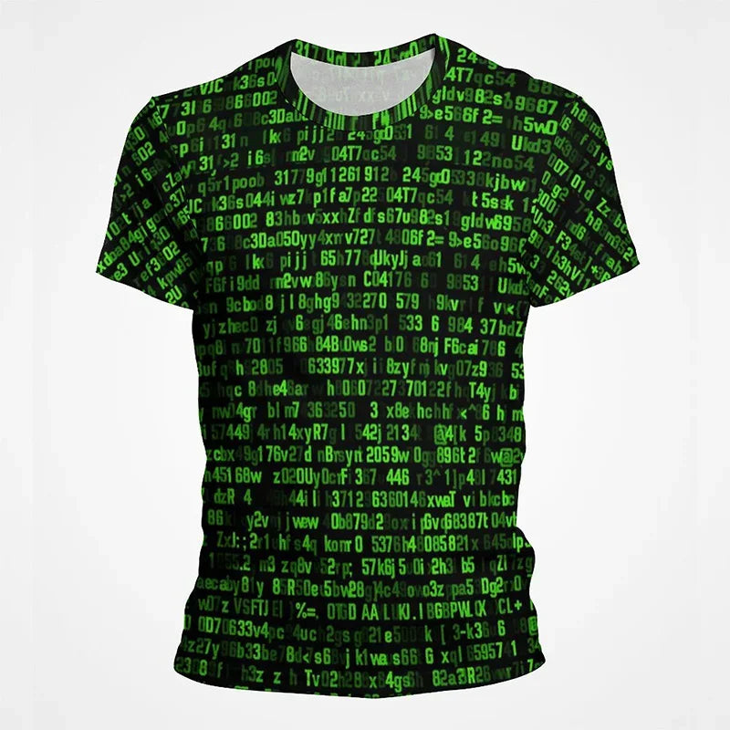 Summer 3D Printed T-shirt Green Matrix Code T Shirt Men Women Fashion Short Sleeve Tee Harajuku Cool Treetwear Casual Tops