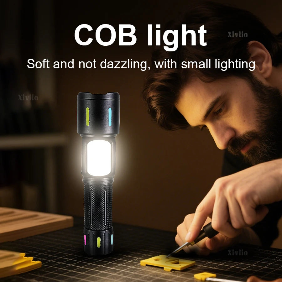 100000000 Ultra Powerful LED Flashlight Long Range 5000M Torch Light With Magnetic Suction Outdoor Lantern For Fishing Camping