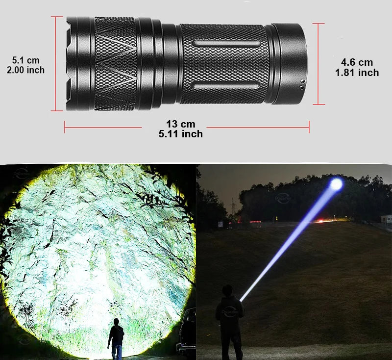 Upgrade 1000000LM Powerful Led Flashlights Rechargeable 600W Flashlights High Power Zoom Torch Long Range 3500m Tactical Lantren