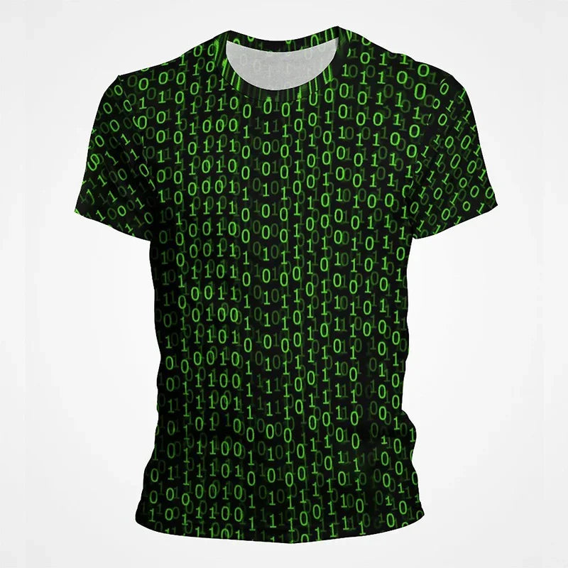 Summer 3D Printed T-shirt Green Matrix Code T Shirt Men Women Fashion Short Sleeve Tee Harajuku Cool Treetwear Casual Tops