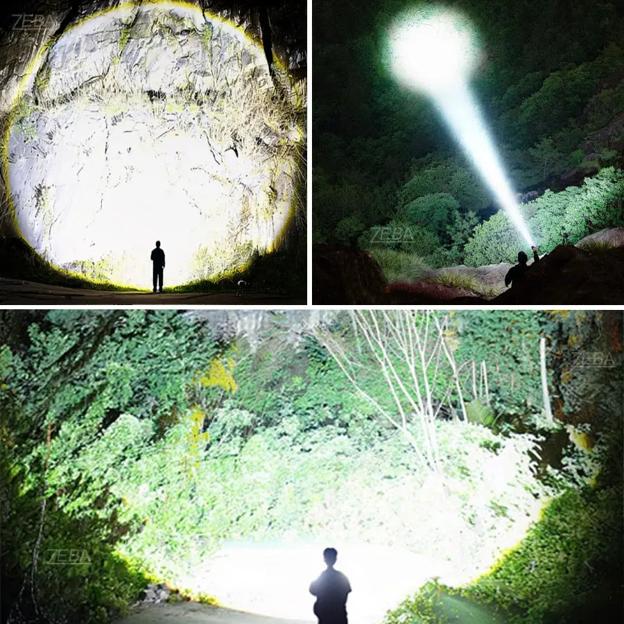 2025 New 15000mAh High Power White Laser Flashlights 1000000LM Ultra Powerful Flashlight Rechargeable Lantern Outdoor Camp Torch