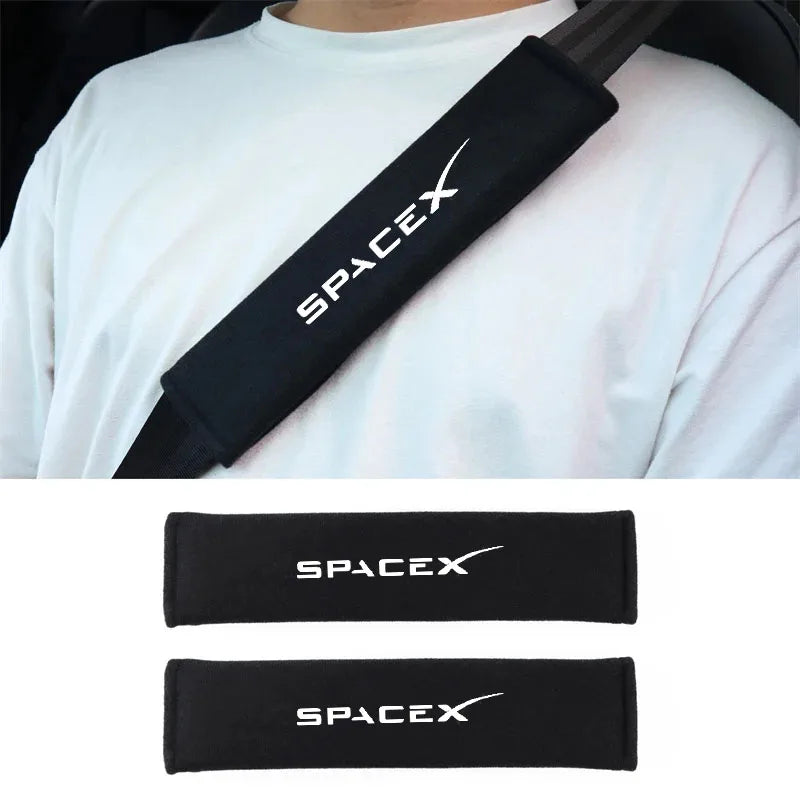 2Pcs Car Seat Belt Cover Car Styling Cotton Safety Shoulder Protector For Tesla Space X Model 3 Model X Model S Model Y