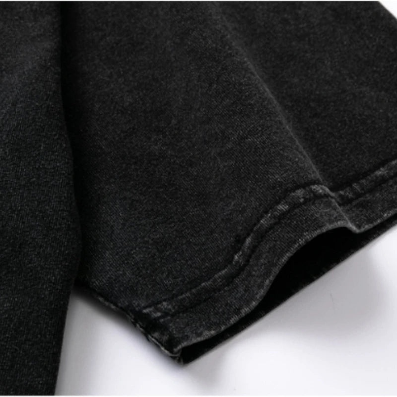 ACDC Band Printed T-shirt Washed Retro Old Short Sleeve Trendy Couple Comfortable Loose Casual Fashion New Men's Clothing