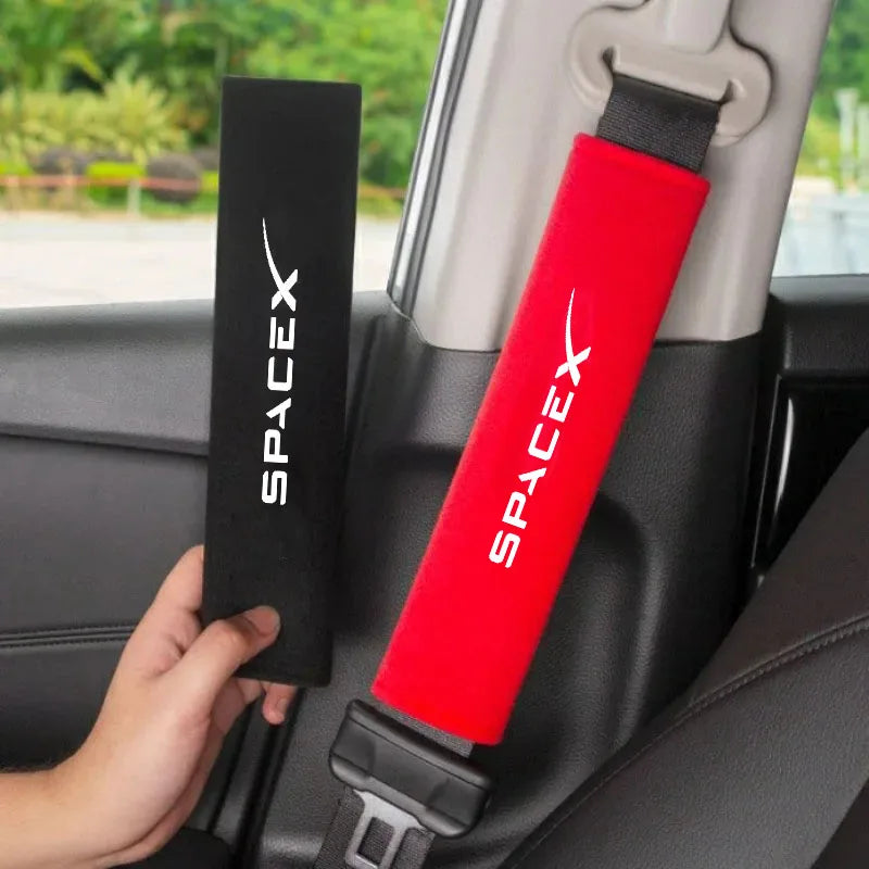 2Pcs Car Seat Belt Cover Car Styling Cotton Safety Shoulder Protector For Tesla Space X Model 3 Model X Model S Model Y