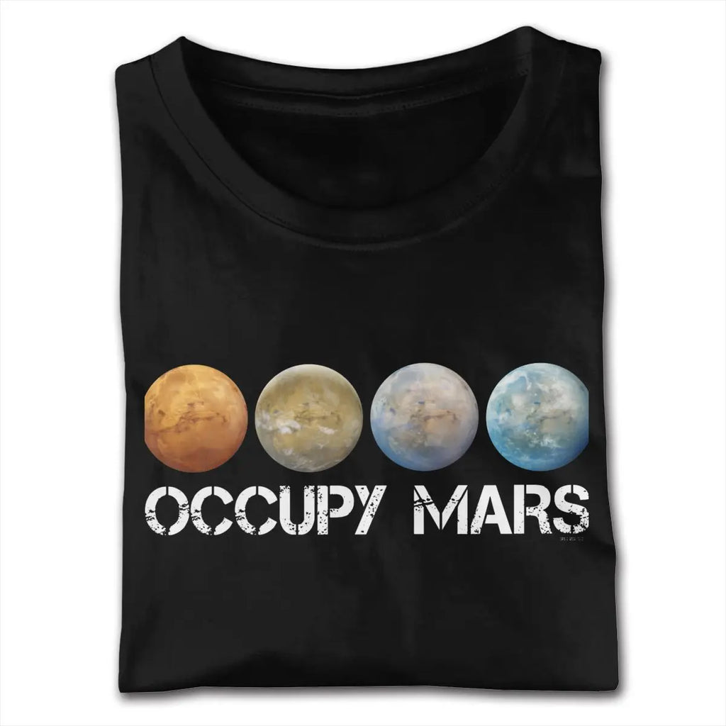 Design Occupy Mars Terraform SpaceX Cotton Cotton For Men 5XL Black Tees Shirt