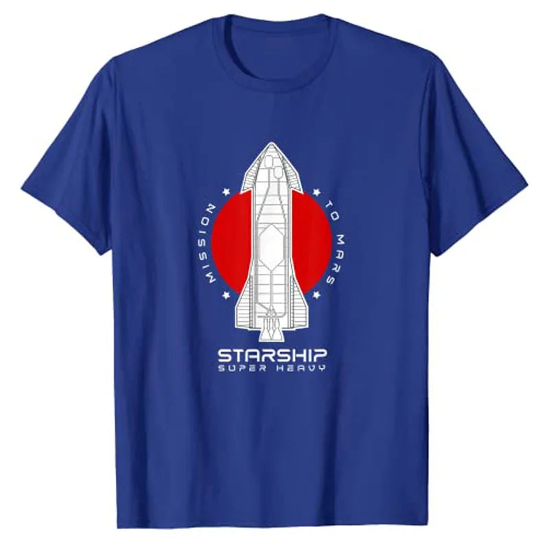 SpaceX Starship Blueprint T Shirt Starship-SN15 To The Moon Tee Top Cool Occupy Mars Space Rocket Raptor Launch Explorer Outfits