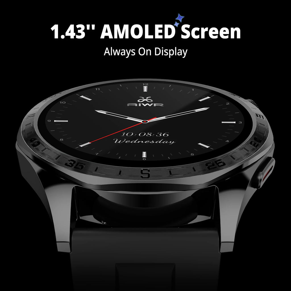 AIWR Peps 1R Smartwatch with GPS 5ATM Water Resistance 1.43" AMOLED Display AI Faces Bluetooth Calls Heart Rate Sleep Monitor