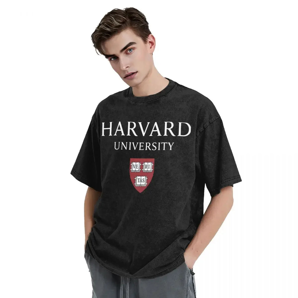 Funny Limited Harvard University Logo Men's T-shirt Printed Tops are loose and slim fit Women's T-shirts